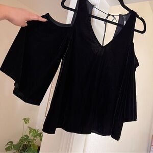 Velvet Cold Shoulder Top